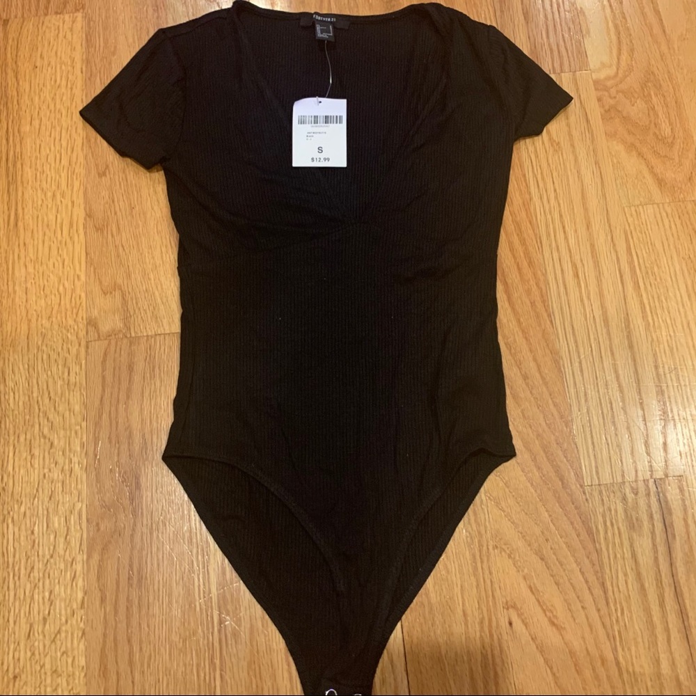 Ribbed V-Neck Bodysuit